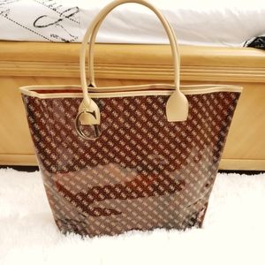 GUESS? Transparent Tote Bag Monogram Logo